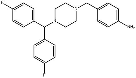 4-(4-[BIS(4-FLUOROPHENYL)METHYL]PIPERAZIN-1-YLMETHYL)PHENYLAMINE Struktur