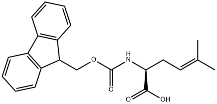 (2S)-2-[(9H-フルオレン-9-イルメトキシカルボニル)アミノ]-5-メチル-4-ヘキセン酸 化学構造式