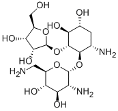 4-O-(2,6-Diamino-2,6-dideoxy-α-D-glucopyranosyl)-5-O-(β-D-ribofuranosyl)-3-amino-2,3-dideoxy-D-myo-inositol 结构式
