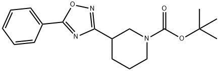 1-Piperidinecarboxylic acid, 3-(5-phenyl-1,2,4-oxadiazol-3-yl)-, 1,1-diMethylethyl ester Structure