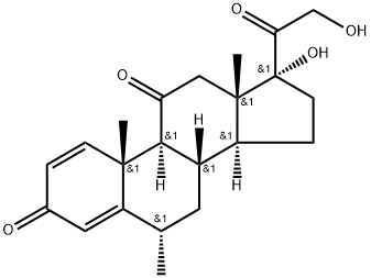 17,21-ジヒドロキシ-6α-メチルプレグナ-1,4-ジエン-3,11,20-トリオン 化学構造式