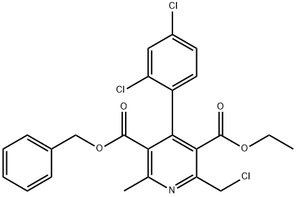 2-Chloromethyl-4-(2,4-dichlorophenyl)-6-methylpyridine-3,5-dicarboxylic acid 5-benzyl 3-ethyl ester Struktur