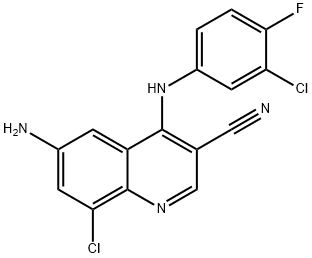 3-Quinolinecarbonitrile, 6-aMino-8-chloro-4-[(3-chloro-4-fluorophenyl)aMino]- Structure