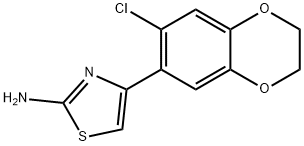 4-(7-クロロ-2,3-ジヒドロ-1,4-ベンゾジオキシン-6-イル)-1,3-チアゾール-2-アミン 化学構造式