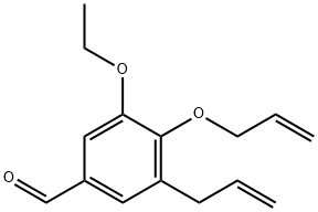3-アリル-4-(アリルオキシ)-5-エトキシベンズアルデヒド 化学構造式