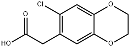(7-クロロ-2,3-ジヒドロ-1,4-ベンゾジオキシン-6-イル)酢酸 化学構造式