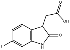 (6-フルオロ-2-オキソ-2,3-ジヒドロ-1H-インドール-3-イル)酢酸 化学構造式