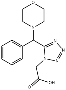 {5-[モルホリン-4-イル(フェニル)メチル]-1H-テトラゾール-1-イル}酢酸 化学構造式