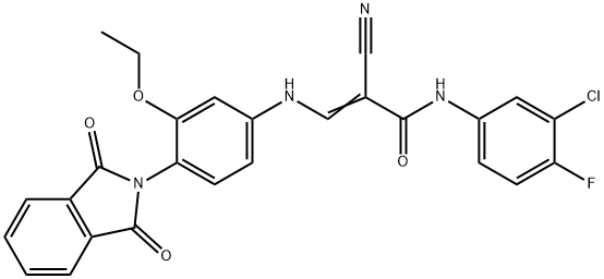 (E)-3-[3-Ethoxy-4-(phthaliMidyl)anilino]-N-(3-chloro-4-fluorophenyl)-2-cyano-2-propenaMide,915945-39-0,结构式