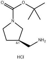 (R)-3-(氨基甲基)吡咯烷-1-羧酸叔丁酯盐酸盐, 916214-31-8, 结构式