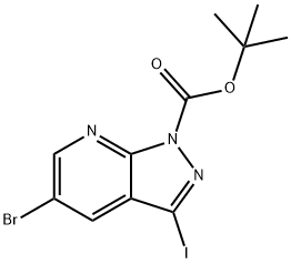 1H-Pyrazolo[3,4-b]pyridine-1-carboxylic acid, 5-broMo-3-iodo-, 1,1-diMethylethyl ester Structure