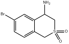 6-bromo-3,4-dihydro-1H-S,S-Di-oxo-isothiochromen-4-amine hydrochloride Struktur