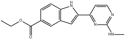 2-(2-(メチルアミノ)ピリミジン-4-イル)-1H-インドール-5-カルボン酸エチル 化学構造式