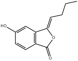(Z)-3-ブチリデン-5-ヒドロキシイソベンゾフラン-1(3H)-オン 化学構造式