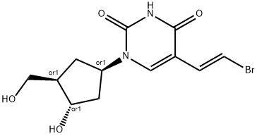 1-(3-hydroxy-4-(hydroxymethyl)-cyclopentyl)-5-(2-bromovinyl)-2,4-(1H,3H)-pyrimidinedione Structure