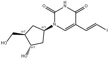 1-(3-hydroxy-4-(hydroxymethyl)cyclopentyl)-5-(2-iodovinyl)-2,4-(1H,3H)-pyrimidinedione Struktur