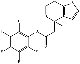 (4-メチル-6,7-ジヒドロ-4H-チエノ[3,2-C]ピラン-4-イル)酢酸ペンタフルオロフェニル 化学構造式