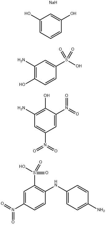 Benzenesulfonic acid, 2-[(4-aminophenyl)amino]-5-nitro-, diazotized, coupled with diazotized 2-amino-4,6-dinitrophenol, diazotized 3-amino-4-hydroxybenzensulfonic acid and resorcinol, sodium salts 结构式