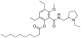 2-Decanoyloxy-3,5-diethyl-N-[(1-ethyl-2-pyrrolidinyl)methyl]-6-methoxybenzamide 结构式