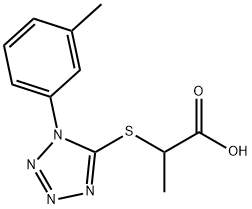 2-{[1-(3-メチルフェニル)-1H-テトラゾール-5-イル]チオ}プロパン酸 化学構造式