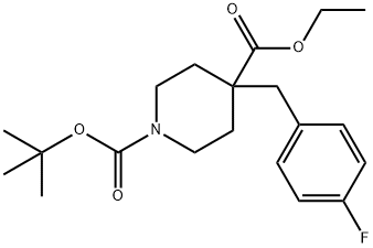 ETHYL N-BOC-4-(4-FLUOROBENZYL)PIPERIDINE-4-CARBOXYLATE Struktur