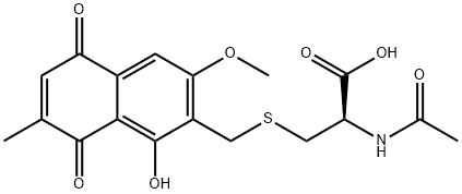 N-Acetyl-S-[(5,8-dihydro-1-hydroxy-3-methoxy-7-methyl-5,8-dioxonaphthalen-2-yl)methyl]-L-cysteine Structure