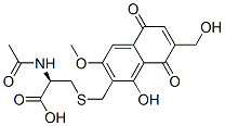 N-Acetyl-S-[[5,8-dihydro-1-hydroxy-7-(hydroxymethyl)-3-methoxy-5,8-dioxonaphthalen-2-yl]methyl]-L-cysteine Structure