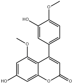 4-(3-Hydroxy-4-methoxyphenyl)-5-methoxy-7-hydroxy-2H-1-benzopyran-2-one Struktur