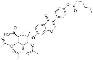 4-Oxo-3-[4-[(1-oxohexyl)oxy]phenyl]-4H-1-benzopyran-7-yl -D-Glucopyranosiduronic Acid Methyl Ester, 2,3,4-Triacetate Struktur