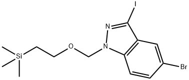 1-[[2-(トリメチルシリル)エトキシ]メチル]-3-ヨード-5-ブロモ-1H-インダゾール 化学構造式