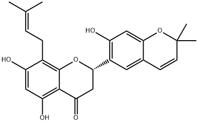 [S,(-)]-2-(2,2-Dimethyl-7-hydroxy-2H-1-benzopyran-6-yl)-5,7-dihydroxy-8-(3-methyl-2-butenyl)-2H-1-benzopyran-4(3H)-one 结构式