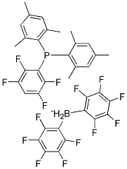 Hydrogen[4-[bis(2,4,6-trimethylphenyl)phosphino]-2,3,5,6-tetrafluorophenyl]hydrobis(2,3,4,5,6-pentafluorophenyl)borate Structure
