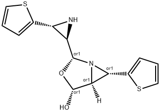 6-(2-Thienyl)-2-[3-(2-thienyl)-2-aziridinyl]-3-oxa-1-azabicyclo[3.1.0]hexan-4-ol Struktur