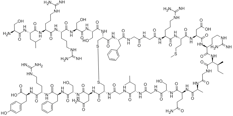 SER-LEU-ARG-ARG-SER-SER-CYS-PHE-GLY-GLY-ARG-MET-ASP-ARG-ILE-GLY-ALA-GLN-SER-GLY-LEU-GLY-CYS-ASN-SER-PHE-ARG-TYR(DISULFIDE BRIDGE:CYS7-CYS23),91917-63-4,结构式