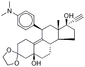 (5ALPHA,11BETA,17ALPHA)-11-[4-(二甲基氨基)苯基]-5,17-二羟基-19-去甲孕-9-烯-20-炔-3-酮环1,2-乙二基缩醛 结构式