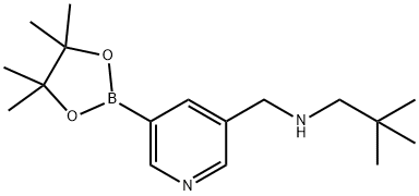 2,2-二甲基-N-((5-(4,4,5,5-四甲基-1,3,2-二氧杂环戊硼烷-2-基)吡啶-3-基)甲基)丙-1-胺, 919347-21-0, 结构式