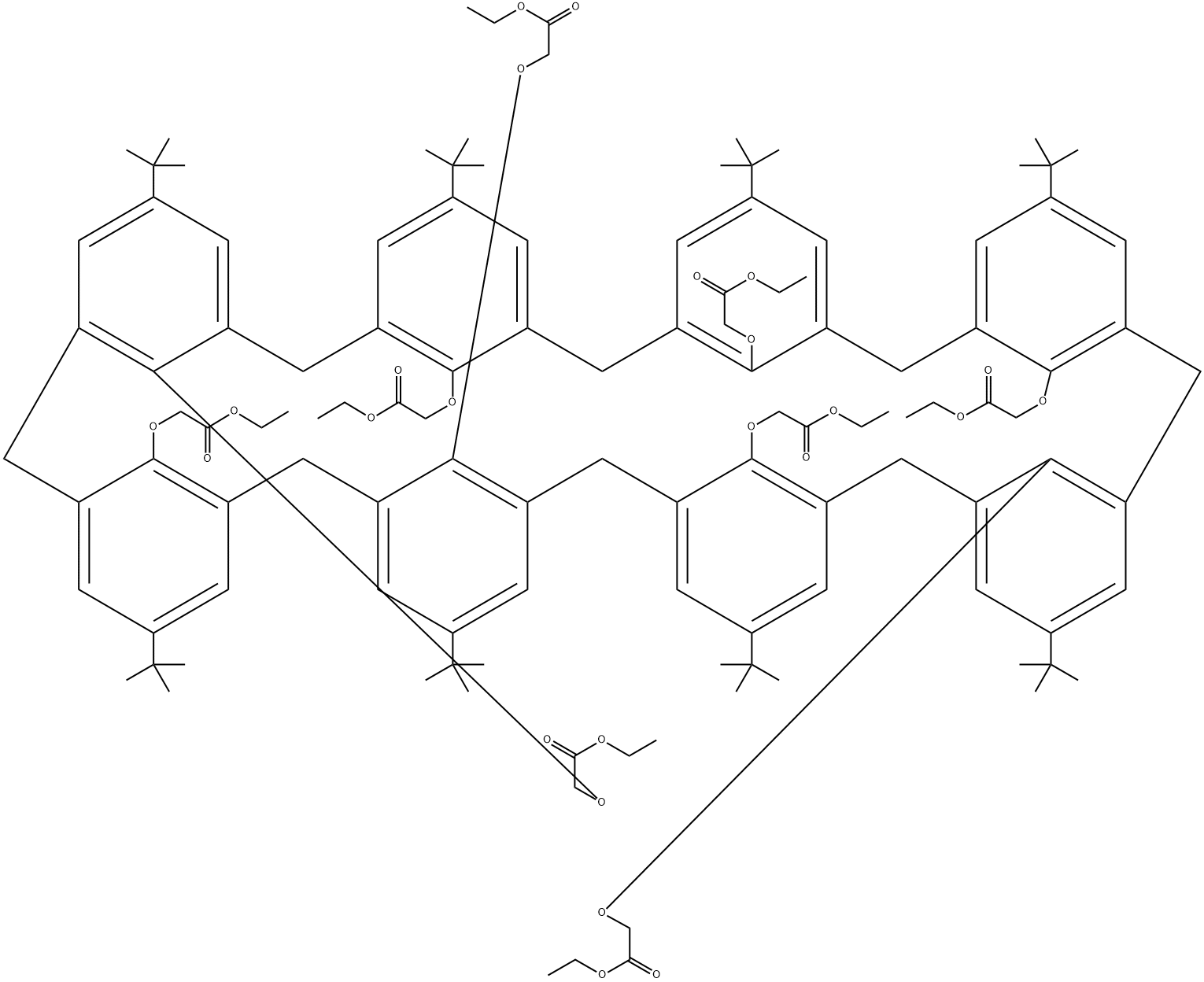 4-对叔丁基杯[8]芳烃八醋酸八乙酯 结构式