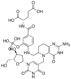 N-(4-(((2-amino-3,4,5,6,7,8-hexahydro-4-oxo-5-((2'-deoxyuridin-5-yl)methyl)pyrido(3,2-d)pyrimidin-6-yl)methyl)amino)benzoyl)glutamic acid 5'-monophosphate 化学構造式