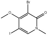 3-ブロモ-5-ヨード-4-メトキシ-1-メチルピリジン-2(1H)-オン 化学構造式