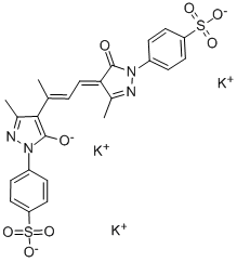 1,1'-BIS(4-SULFOPHENYL)-5,5'-DIHYDROXY-3,3',A-TRIMETHYLPYRAZOLO-4,4'-TRIMETHINE OXONOLE TRIPOTASSIUM SALT 化学構造式