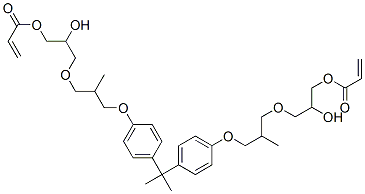 ビス[プロペン酸](1-メチルエチリデン)ビス[4,1-フェニレンオキシ(2-メチル-3,1-プロパンジイル)オキシ(2-ヒドロキシ-3,1-プロパンジイル)] 化学構造式