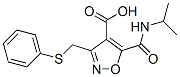 4-Isoxazolecarboxylic  acid,  5-[[(1-methylethyl)amino]carbonyl]-3-[(phenylthio)methyl]- Struktur