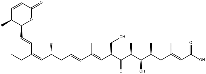 19-[(3,6-ジヒドロ-3-メチル-6-オキソ-2H-ピラン)-2-イル]-17-エチル-6-ヒドロキシ-9-(ヒドロキシメチル)-3,5,7,11,15-ペンタメチル-8-オキソ-2,10,12,16,18-ノナデカペンタエン酸 化学構造式