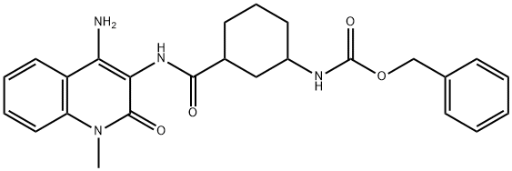 Carbamic  acid,  N-[3-[[(4-amino-1,2-dihydro-1-methyl-2-oxo-3-quinolinyl)amino]carbonyl]cyclohexyl]-,  phenylmethyl  ester Struktur