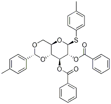 b-D-Glucopyranoside, 4-Methylphenyl 4,6-O-[(R)-(4-Methylphenyl)Methylene]-1-thio-, 2,3-dibenzoate Structure
