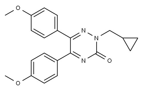 2-(シクロプロピルメチル)-5,6-ビス(p-メトキシフェニル)-1,2,4-トリアジン-3(2H)-オン 化学構造式
