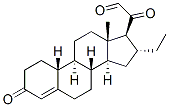 16 alpha-ethyl-19-nor-4-pregnene-3,20-dione-21-al 化学構造式