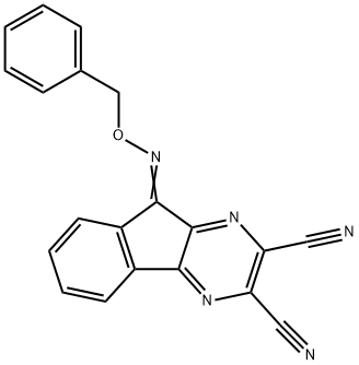 9H-INDENO[1,2-B]PYRAZINE-2,3-DICARBONITRILE, 9-[(PHENYLMETHOXY)IMINO]- Structure