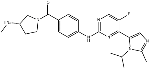 [4-[[5-氟-4-[2-甲基-1-(1-甲基乙基)-1H-咪唑-5-基]-2-嘧啶基]氨基]苯基][(3S)-3-(甲氨基)-1-吡咯烷]甲酮 结构式