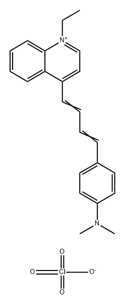 4-(4-(4-(二甲基亚氨基)苯基)-1,3-丁二烯基)-1-乙基喹啉高氯酸盐, 92479-59-9, 结构式